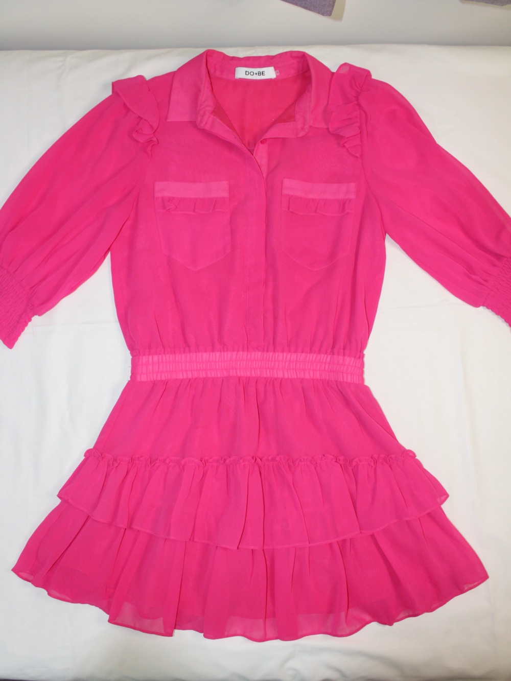 DO+BE Hot Pink Ruffle Tiered Waist Dress